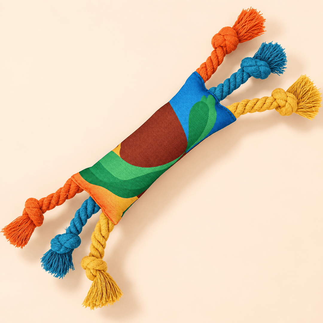 Pawtique ColorBurst™ Six-Rope Squeaky Tug Toy - Pawtique