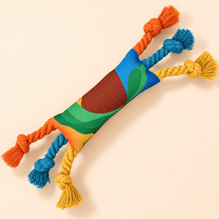 Pawtique ColorBurst™ Six-Rope Squeaky Tug Toy - Pawtique