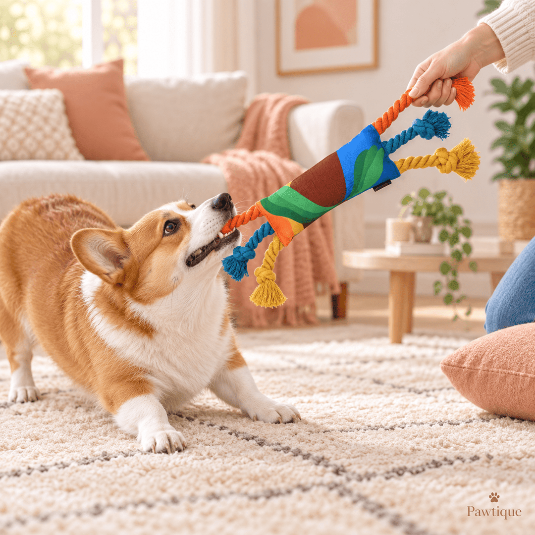 Pawtique ColorBurst™ Six-Rope Squeaky Tug Toy - Pawtique