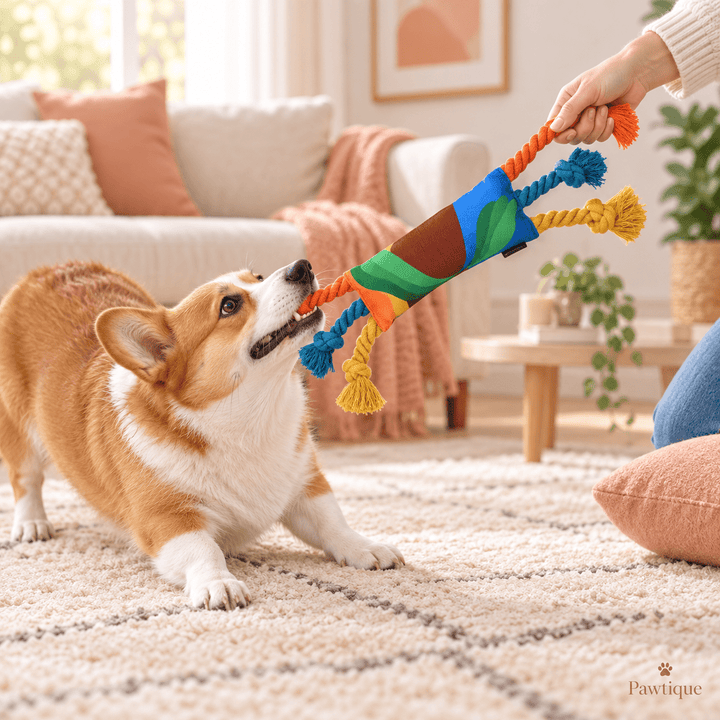 Pawtique ColorBurst™ Six-Rope Squeaky Tug Toy - Pawtique