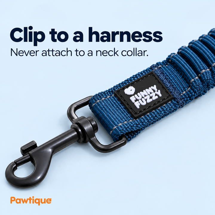 Navy tether swivel clip with harness-only attachment guidance