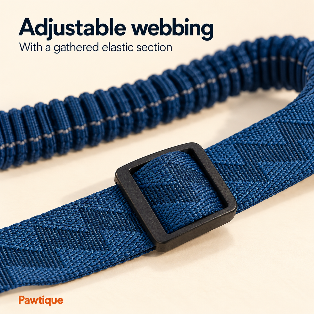Navy patterned webbing slider and gathered elastic section