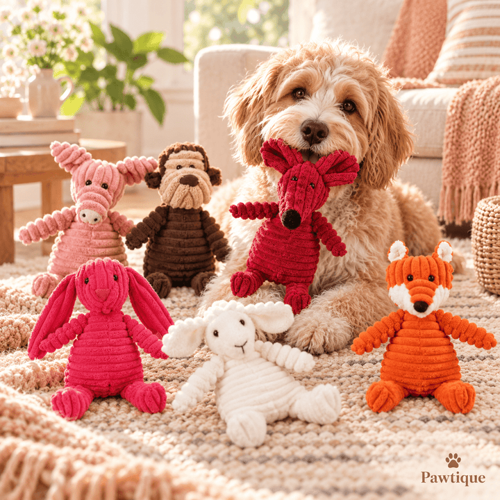 Pawtique Corduroy Animal &amp; Rope Dog Toys - Pawtique
