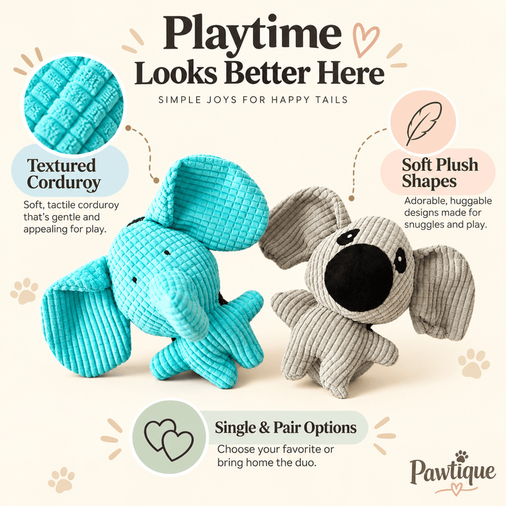 Pawtique CorduroyPals™ Plush Animal Dog Toys - Pawtique