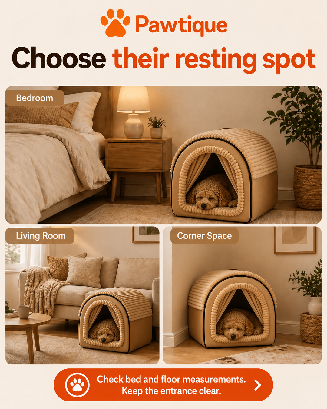 Cozy Cottage bed shown in bedroom, living room and corner settings; check floor measurements