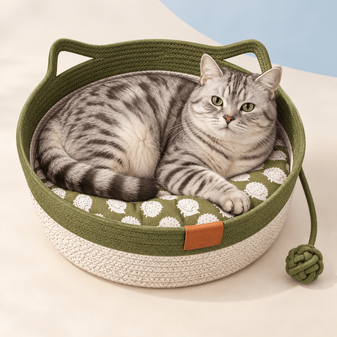 Pawtique CozyLoop™ Woven Cat Bed with Play Ball - Pawtique