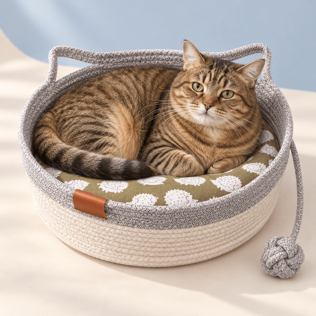 Pawtique CozyLoop™ Woven Cat Bed with Play Ball - Pawtique