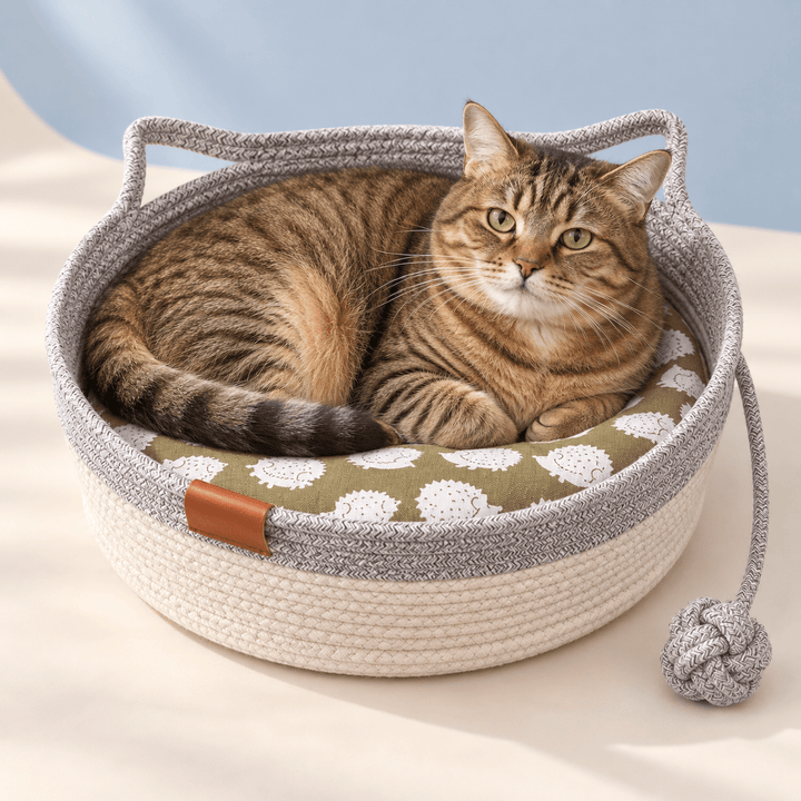 Pawtique CozyLoop™ Woven Cat Bed with Play Ball - Pawtique