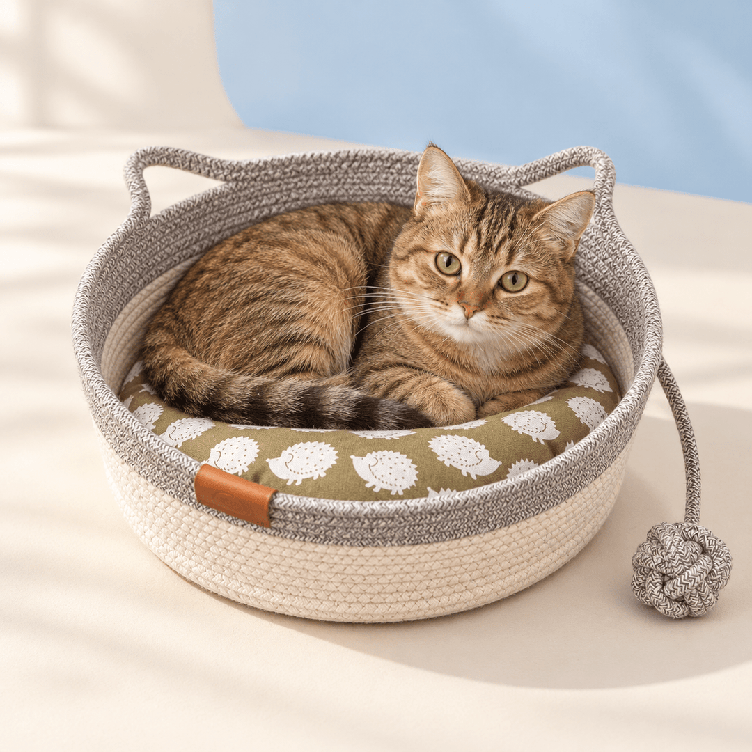 Pawtique CozyLoop™ Woven Cat Bed with Play Ball - Pawtique