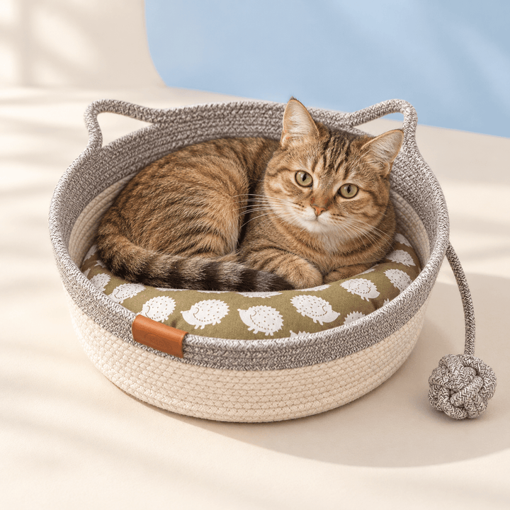 Pawtique CozyLoop™ Woven Cat Bed with Play Ball - Pawtique
