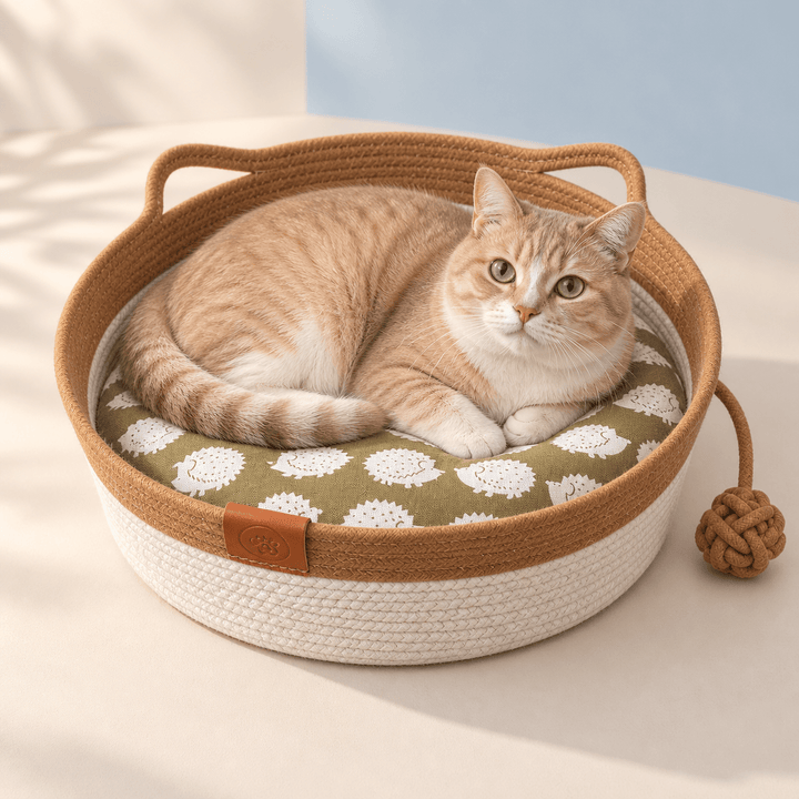 Pawtique CozyLoop™ Woven Cat Bed with Play Ball - Pawtique