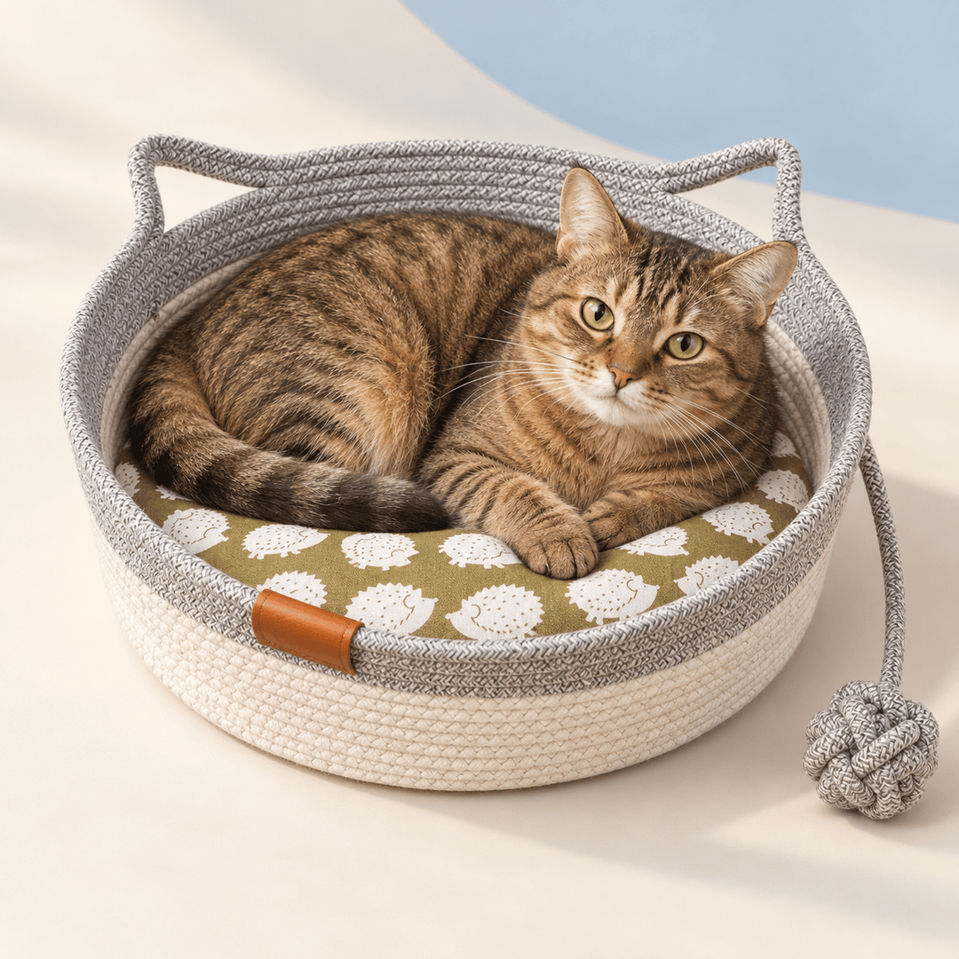 Pawtique CozyLoop™ Woven Cat Bed with Play Ball - Pawtique
