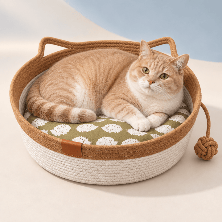 Pawtique CozyLoop™ Woven Cat Bed with Play Ball - Pawtique