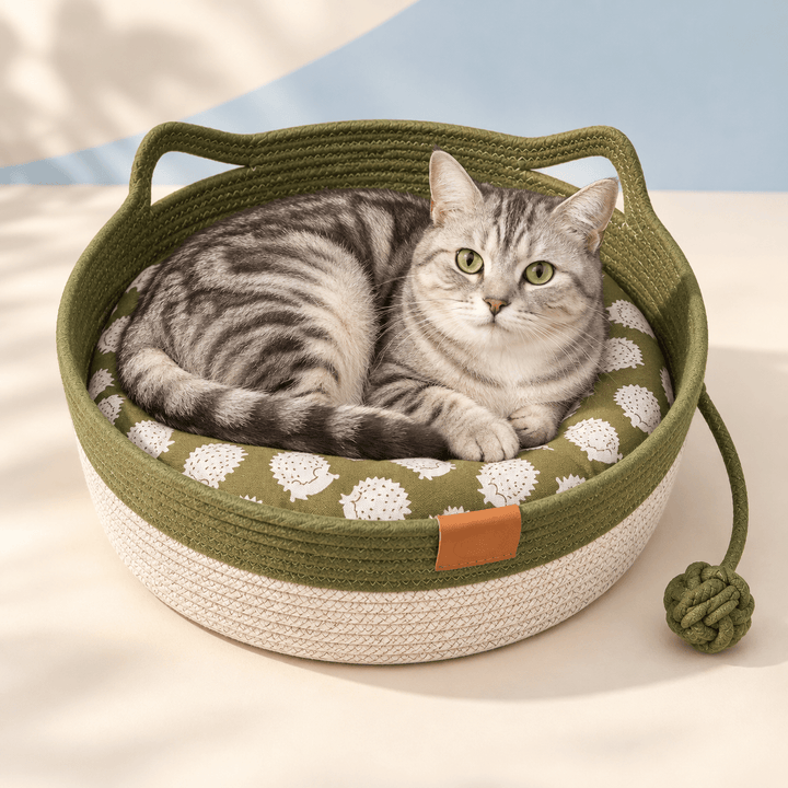 Pawtique CozyLoop™ Woven Cat Bed with Play Ball - Pawtique