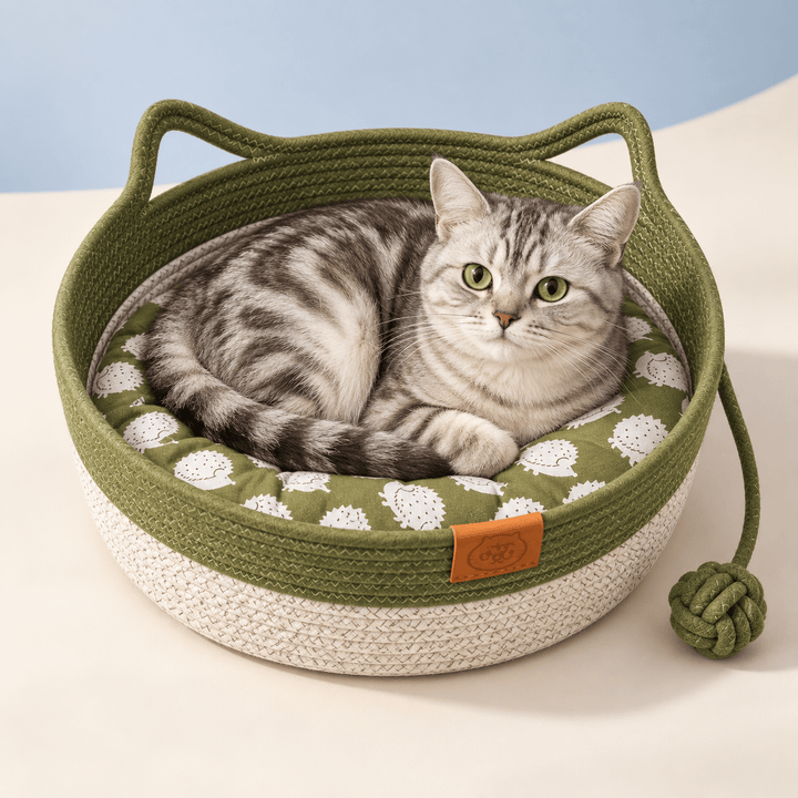 Pawtique CozyLoop™ Woven Cat Bed with Play Ball - Pawtique