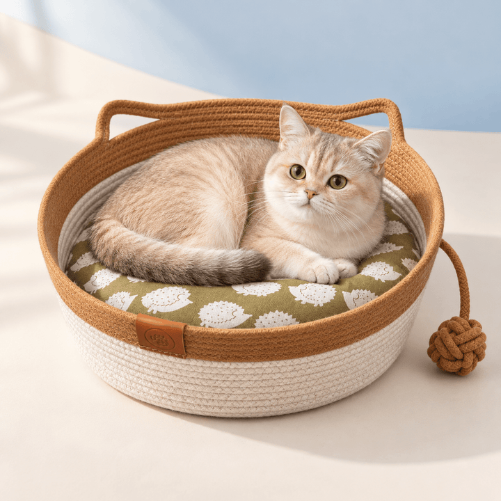 Pawtique CozyLoop™ Woven Cat Bed with Play Ball - Pawtique