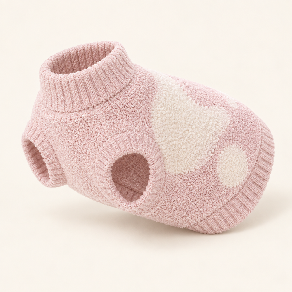 Pawtique CozySprout fuzzy dog sweater in Blush Pink