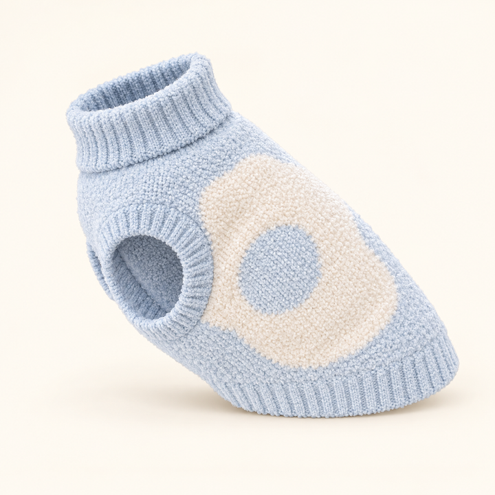 Pawtique CozySprout fuzzy dog sweater in Powder Blue