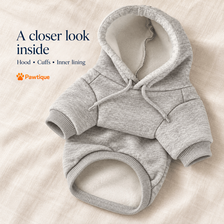 Gray Daylight Dog Hoodie inner fabric and construction detail