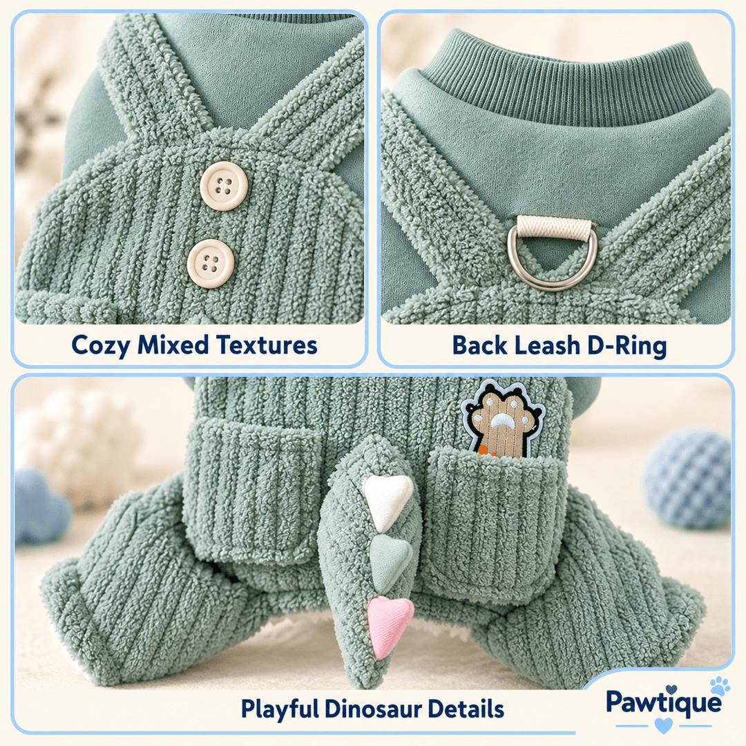 Pawtique DinoTail™ Plush Dog Jumpsuit - Pawtique