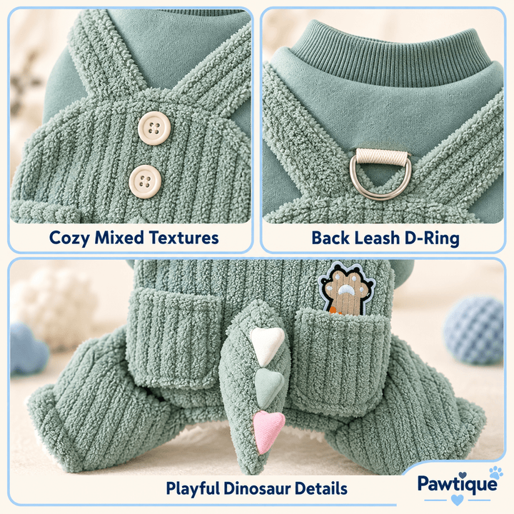 Pawtique DinoTail™ Plush Dog Jumpsuit - Pawtique