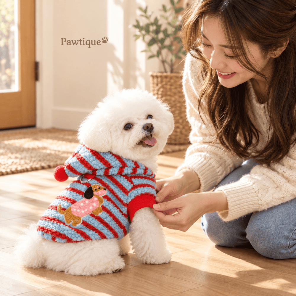 Pawtique Doxie Stripe Fleece Harness Hoodie - Pawtique