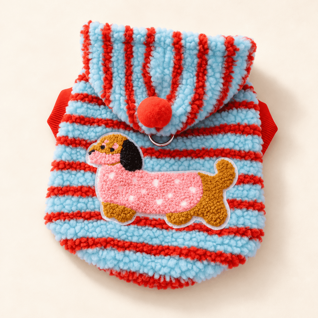 Pawtique Doxie Stripe Fleece Harness Hoodie - Pawtique