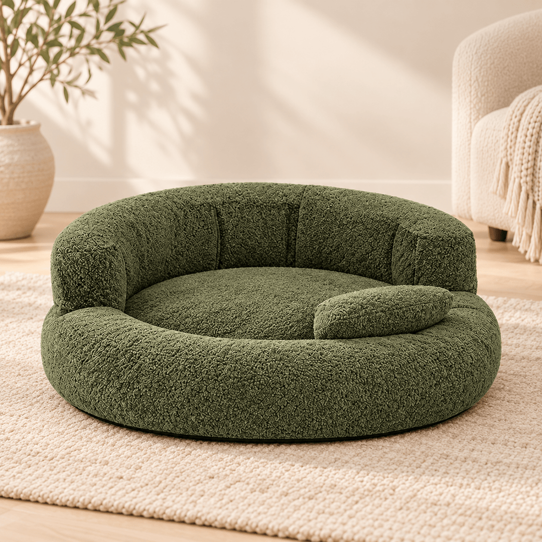 Pawtique DreamNest™ Diamond Velvet Round Bolster Dog Bed - Pawtique