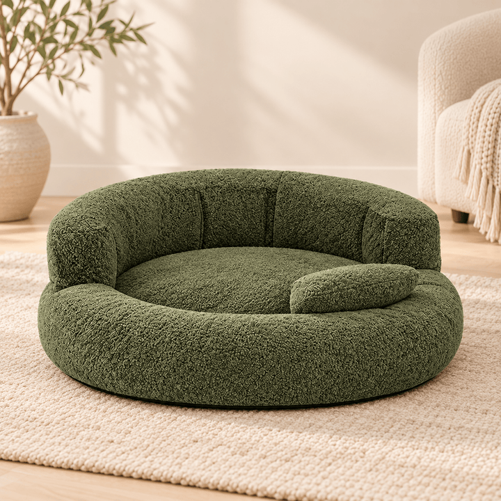Pawtique DreamNest™ Diamond Velvet Round Bolster Dog Bed - Pawtique