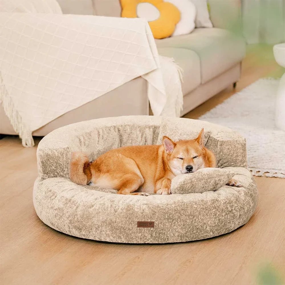 Pawtique DreamNest™ Diamond Velvet Round Bolster Dog Bed - Pawtique