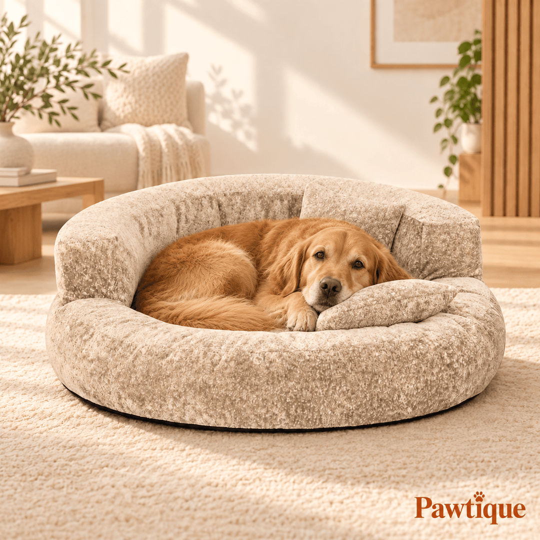 Pawtique DreamNest™ Diamond Velvet Round Bolster Dog Bed - Pawtique
