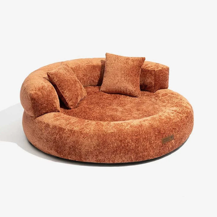 Pawtique DreamNest™ Diamond Velvet Round Bolster Dog Bed - Pawtique