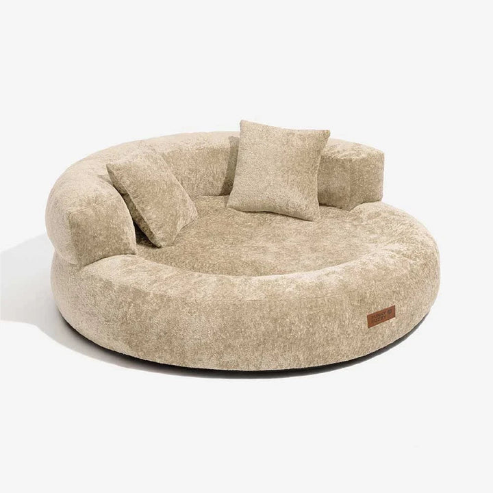Pawtique DreamNest™ Diamond Velvet Round Bolster Dog Bed - Pawtique
