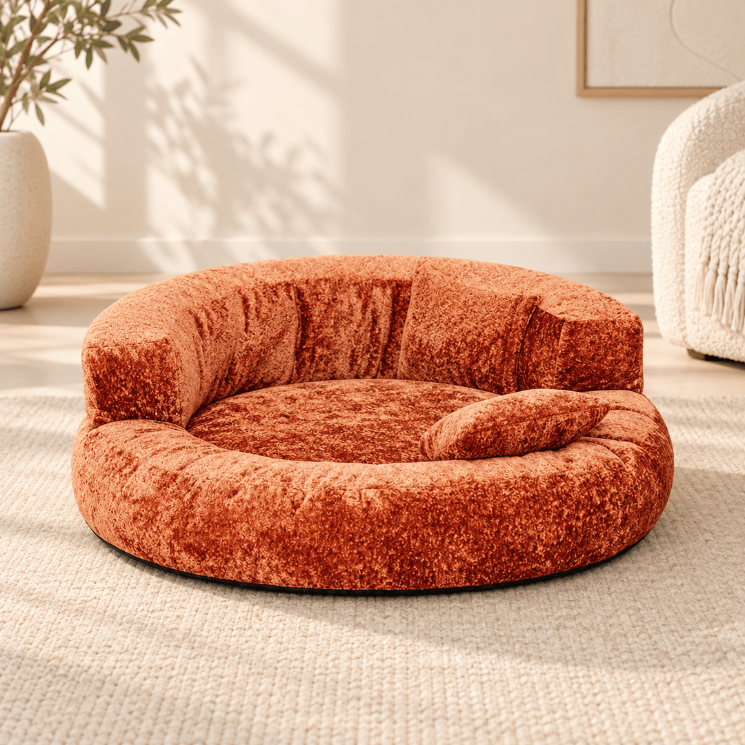 Pawtique DreamNest™ Diamond Velvet Round Bolster Dog Bed - Pawtique