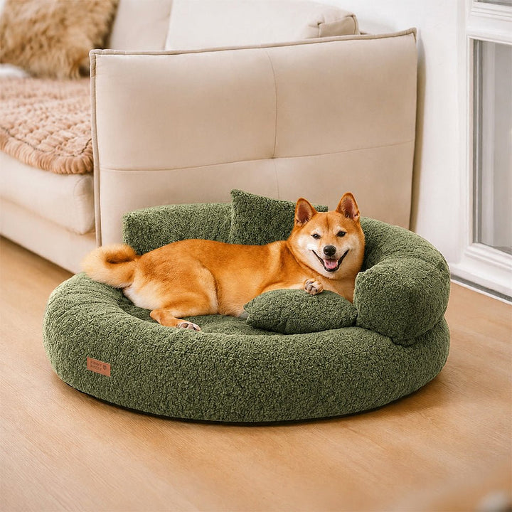 Pawtique DreamNest™ Diamond Velvet Round Bolster Dog Bed - Pawtique