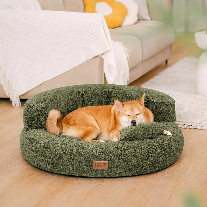 Pawtique DreamNest™ Diamond Velvet Round Bolster Dog Bed - Pawtique