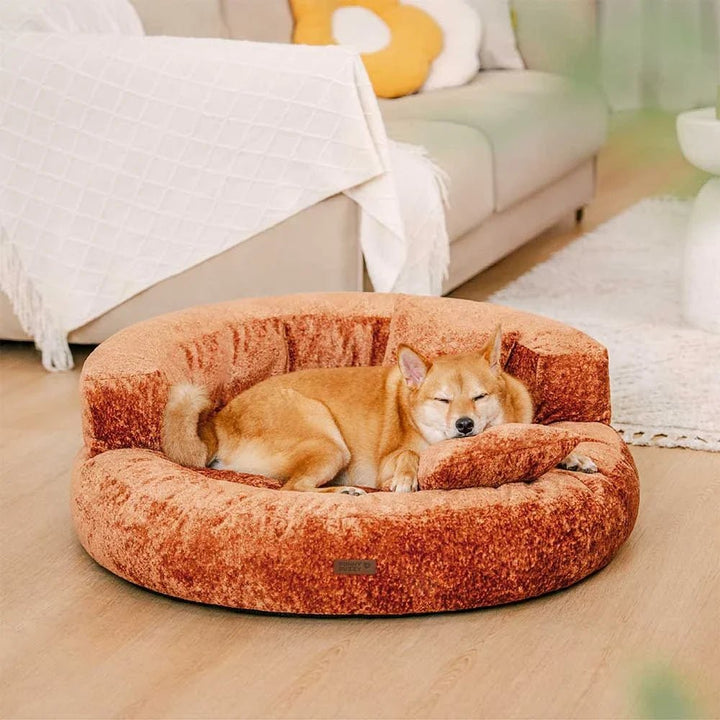 Pawtique DreamNest™ Diamond Velvet Round Bolster Dog Bed - Pawtique