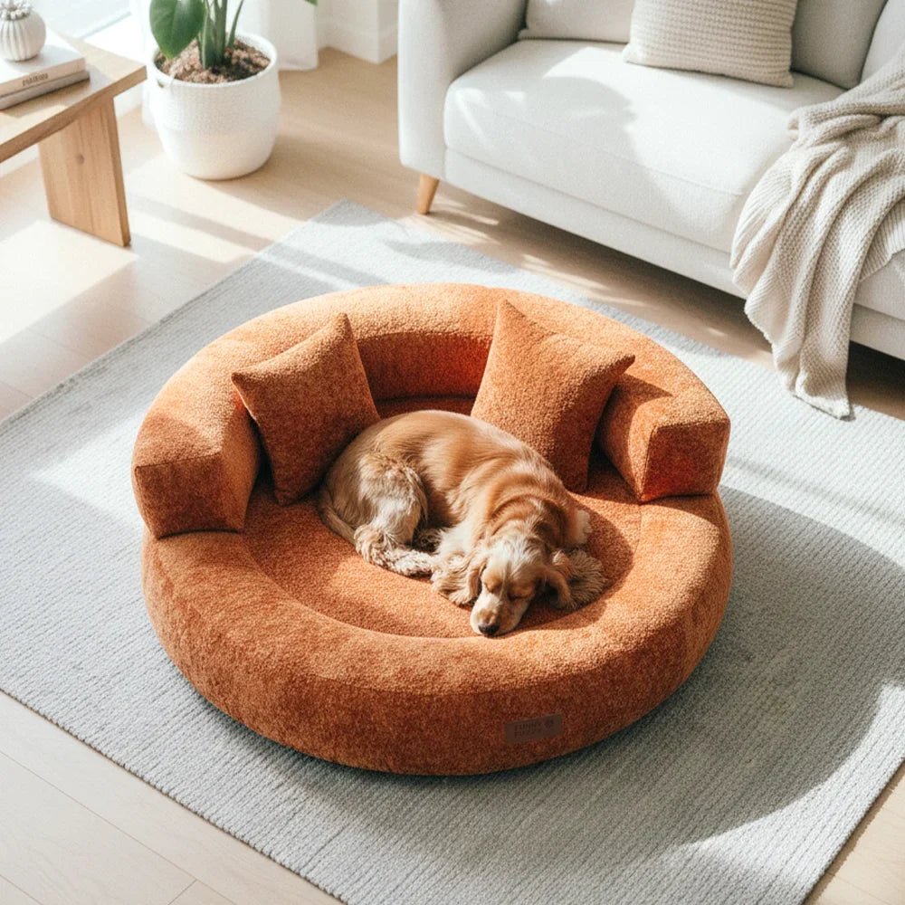 Pawtique DreamNest™ Diamond Velvet Round Bolster Dog Bed - Pawtique