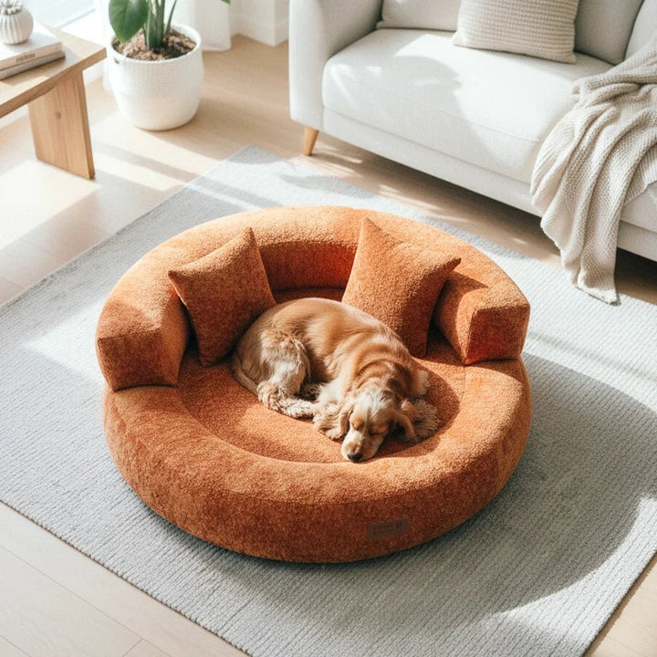 Pawtique DreamNest™ Diamond Velvet Round Bolster Dog Bed - Pawtique