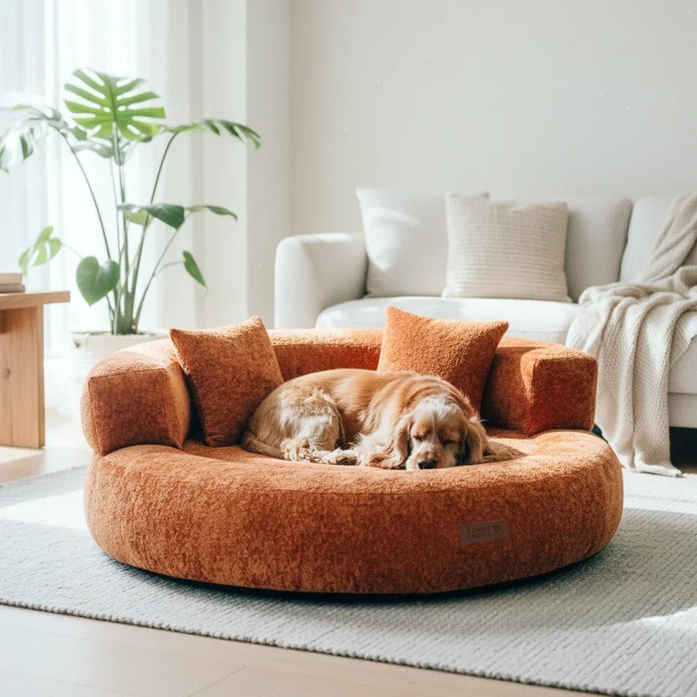 Pawtique DreamNest™ Diamond Velvet Round Bolster Dog Bed - Pawtique