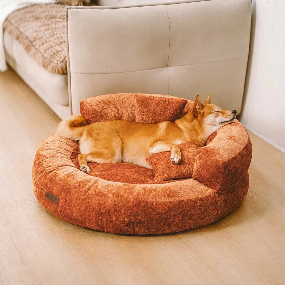 Pawtique DreamNest™ Diamond Velvet Round Bolster Dog Bed - Pawtique