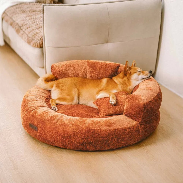 Pawtique DreamNest™ Diamond Velvet Round Bolster Dog Bed - Pawtique