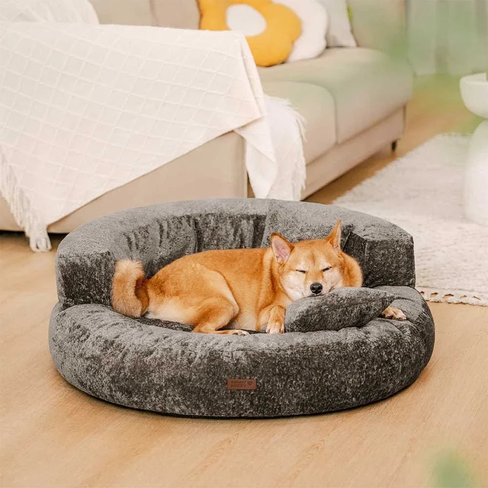Pawtique DreamNest™ Diamond Velvet Round Bolster Dog Bed - Pawtique