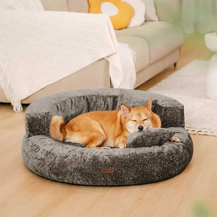 Pawtique DreamNest™ Diamond Velvet Round Bolster Dog Bed - Pawtique
