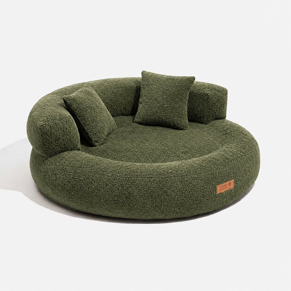 Pawtique DreamNest™ Diamond Velvet Round Bolster Dog Bed - Pawtique
