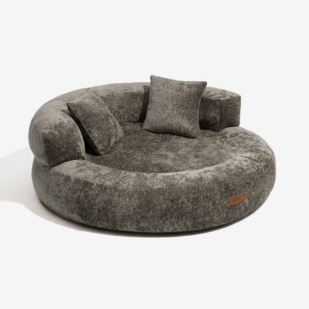 Pawtique DreamNest™ Diamond Velvet Round Bolster Dog Bed - Pawtique