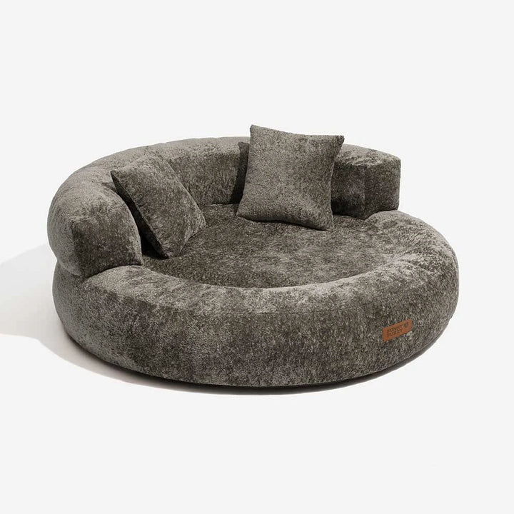 Pawtique DreamNest™ Diamond Velvet Round Bolster Dog Bed - Pawtique