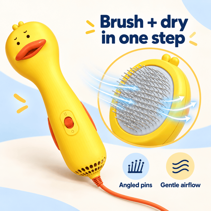 Pawtique DuckieDry™ 2-in-1 Pet Dryer Brush - Pawtique