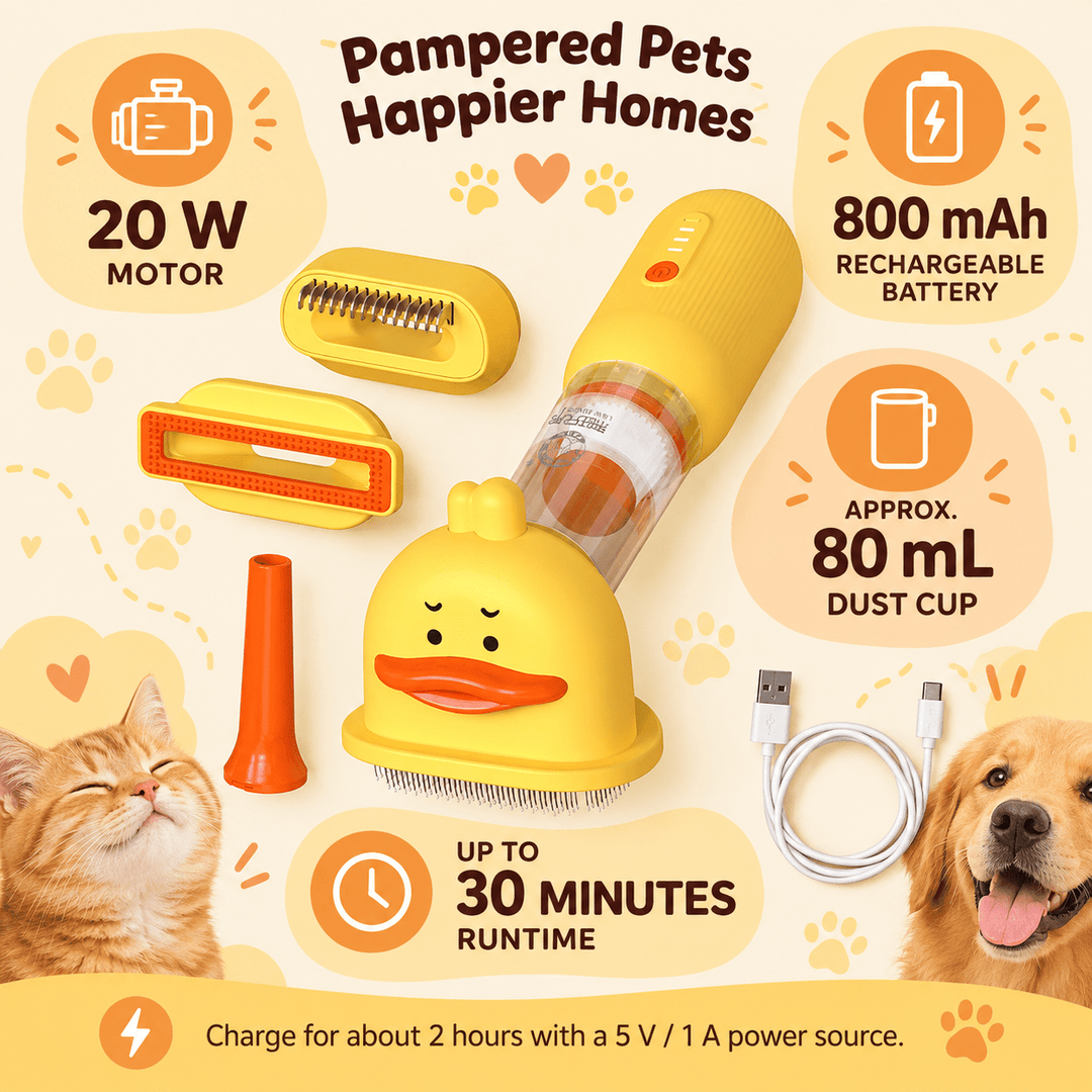 Pawtique DuckVac™ 4-in-1 Pet Grooming Vacuum Kit - Pawtique