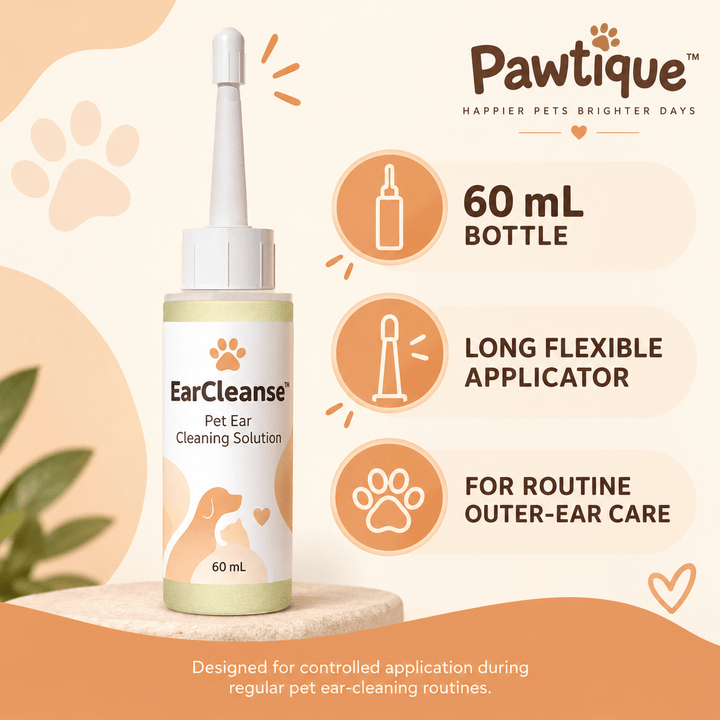 Pawtique EarCleanse™ 60 mL Pet Ear Cleaning Solution - Pawtique